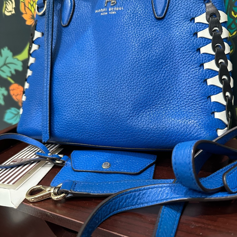 Henri Bendel West 57th Top Handle Satchel in Cobalt Blue Whipstitch Leather - Picture 13 of 16
